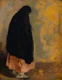 Victor William Higgins, Standing Indian Woman with Black Shawl, oil on board