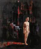 Tobias Keene, Tar Series Figure #1, oil and mixed media on canvas