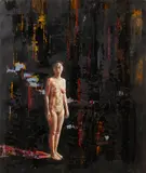 Tobias Keene, Tar Series Figure #2, oil and mixed media on canvas