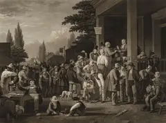 George Caleb Bingham, The County Election, 1854, Etching on chine-appliqué paper to wove support