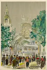 Maurice Utrillo, Pour le Bal de l' A.A.A.A. (F. 7), 1925, Color lithograph on wove paper, before the lettering