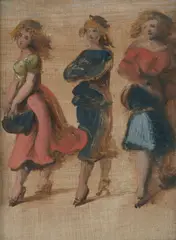 Three Women by Reginald Marsh, circa 1947, oil on gessoed masonite, sold Nov 2014