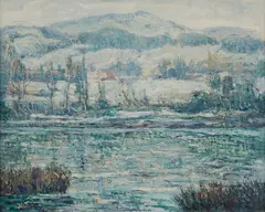 Harlem River by Ernest Lawson, oil on canvas, offered Nov 2014