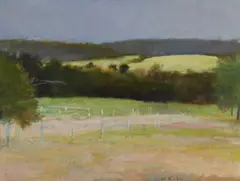 Before the Riding Lesson by Wolf Kahn, 1980, oil on canvas, sold Nov 2014