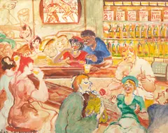 Joseph Delaney, Chelsea Bar, oil on canvasboard