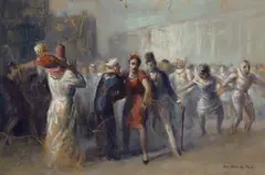 Guy Pène du Bois, Mardi Gras, oil on paper affixed to board