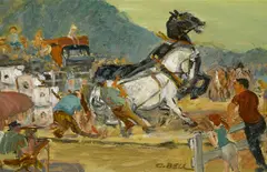 Cecil Crosley Bell, 'New York Horse Auction' and 'Hooking on to the Boat': Two Works