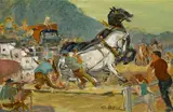 Cecil Crosley Bell, 'New York Horse Auction' and 'Hooking on to the Boat': Two Works