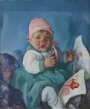 Martha Walter, Baby in pink hat