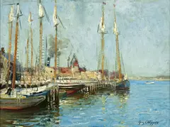 Summer Afternoon, Gloucester Harbor by Guy Carleton Wiggins, oil on board, sold Nov 2014