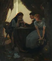 Norman Rockwell, A Light Haired Woman Will Cross Your Path (Fortune Teller with Young Couple), oil on canvas
