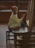 Robert Alexander Graham, The Little Artist #6, oil on canvas