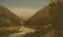 George Hetzel, Figures on the Conemaugh River, oil on canvas