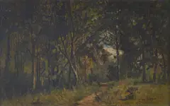 Edward Mitchell Bannister, Forest Interior, oil on board