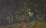 Edward Mitchell Bannister, Forest Interior, oil on board