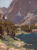 End of the lake, California Sierras by Edgar Alwin Payne, oil on canvas affixed to board, sold Nov 2014