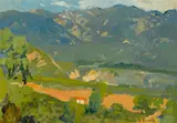 Pasadena foothills with lone house by Franz Bischoff, oil on board, sold Nov 2014