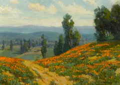 Poppies near Pasadena, California by Benjamin Brown, oil on canvas, sold Nov 2014