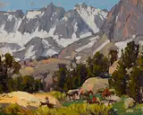 Sierra with packers by Edgar Alwin Payne, 1936, oil on canvas, sold Nov 2014