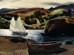 Hidden bay by Millard Sheets, 1935, watercolor on paper, sold Nov 2014