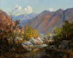 Creek scene, Matilija Hot Springs by J. Bond Francisco, oil on canvas, sold Nov 2014