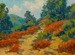 Sketch of wild buckwheat by John Marshall Gamble, oil on canvas board, sold Nov 2014