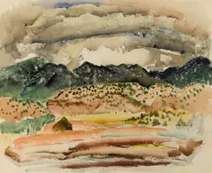 Victor William Higgins, Clouds over foothills, Taos, watercolor on paper