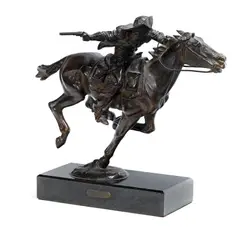 Pony Express III by Harry Jackson, patinated bronze with brown patina on a black marble base, offered Nov 2014