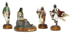 Pat Mathiesen, Northern Plains woman, 1988; Fancy dancer; Northwest coast woman; Morning star (A sculptural group of 4)