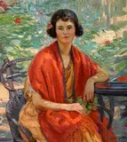 Joseph Kleitsch, The red shawl (Portrait of Edee-Lou Frazee), oil on canvas