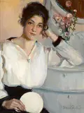 Donna N. Schuster, Girl with mirror, oil on canvas