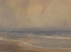 Misty shoreline by Percy Gray, 1910, watercolor on paper, sold Nov 2014