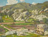 Sermons in stone by William Wendt, 1934, oil on canvas, offered Nov 2014