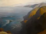 Charles Percy Austin, California coastal scene, 1939, oil on panel