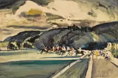 Polo at the Uplifters by Millard Sheets, 1931, watercolor on paper, sold Nov 2014