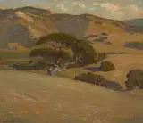 Burton Shepard Boundey, California oaks, oil on canvas affixed to board