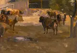 Dairy cows, Arroyo Seco farm by Franz Bischoff, oil on canvas, sold Nov 2014