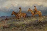 Henry Raschen, Indians on horseback, oil on canvas