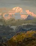 Evening glow on Mount McKinley by Sydney Laurence, oil on canvas affixed to board, offered Nov 2014
