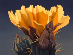 Cactus bloom by Ed Mell, oil on canvas, sold Nov 2014