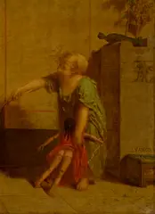 Discipline by Jean-Louis Hamon, oil on canvas laid down on panel, offered Nov 2014