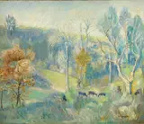 Javier Winthuysen Losada, A Spanish landscape with deer, oil on canvas