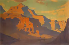 American School, Desert mountains at sunset, oil on canvas