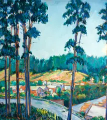 Thomas Kenneth Enman, Tall pines of Cambria, 1988, oil on canvas