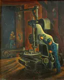 Mordi Gassner, Manufacture, 1938, oil on canvas