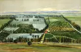 John Joseph Ivey, Bird's eye view, watercolor and gouache on paper