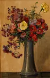 Nelly Littlehale Murphy, Asters, watercolor on board