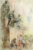 Raymond K. Perry, Herald Square, 1938, watercolor on paper