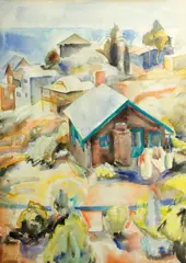 Overlooking the sea by Edouard Vysekal, watercolor on paper, offered Nov 2014