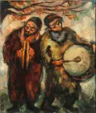 Yosl Bergner, Untitled (Musicians), oil on board